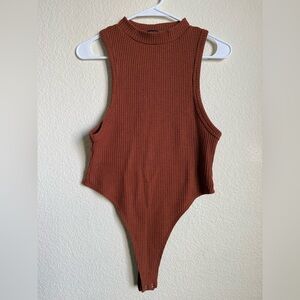 Forever 21 Women’s Waffle Knit Rust Bodysuit
